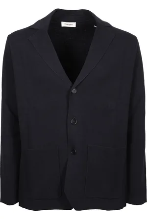 KANGRA CASHMERE Jakke, Herre, Blå, L, Bomuld, Blå bomuld og hør blazer jakke