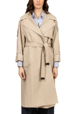 Max Mara Frakke, Dame, , M, Bomuld, Lang Twill Regnfrakke med Bred Revers