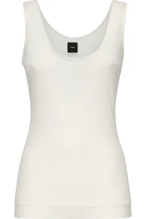 Pinko Top, Dame, Hvid, L, Bomuld, Hvid Bomuldssweater med Tylkant