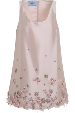 Prada Kjole, Dame, Hvid, XS, Uld, Pink & Purple Kjole Elegant Stil