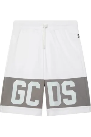 GCDS Shorts, Herre, Hvid, S, Bomuld, Hvide sportsshorts dynamisk design