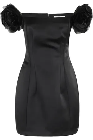 Elisabetta Franchi Kjole, Dame, Sort, M, Satin, Sort Satin Blomstret Mini Kjole