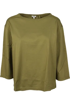 Aspesi Top, Dame, Grøn, M, Bomuld, Militærgrøn Bådhals Top