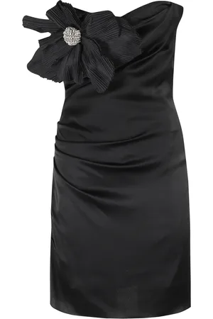 AMEN Kjole, Dame, Sort, 2XS, Satin, Satin Blomst Kjole