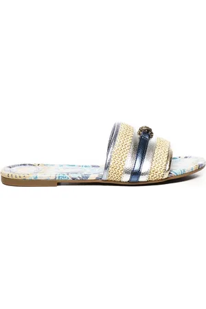 Kurt Geiger Sko, Dame, Flerfarvet, 36 EU, Sandaler med trykt lærred i beige/sølv