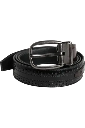 Dolce & Gabbana Tilbehør, Herre, Sort, 90 CM, Læder, Klassisk Metal Spænde Læderbælte