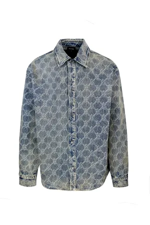 Daily paper Skjorte, Herre, Blå, L, Denim, Blå Shield Laser Denim Skjorte