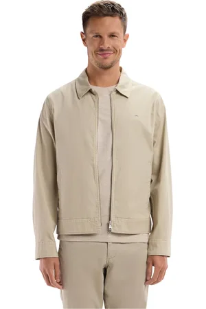 Eden Park Jakke, Herre, Grå, S, Bomuld, Beige stretch bomuld gabardine zip-up blouson