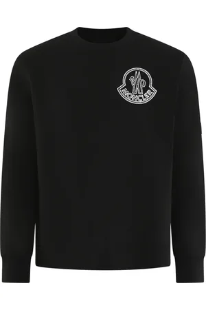Moncler Sweathshirts & Hoodies, Herre, Sort, M, Logo Patch Sort Sweater