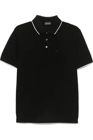 Emporio Armani Top, Herre, Sort, 3XL, Bomuld, Bomuld Polo Skjorte med Broderet Logo