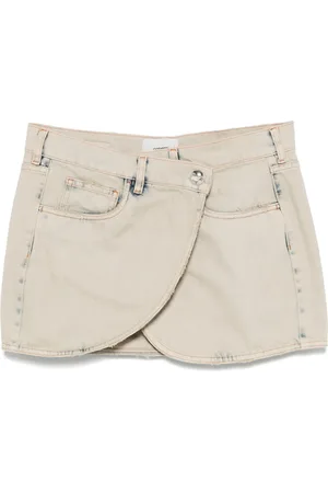 COPERNI Nederdel, Dame, Grå, XS, Denim, Slidt Denim Mini Nederdel Krydset Stil