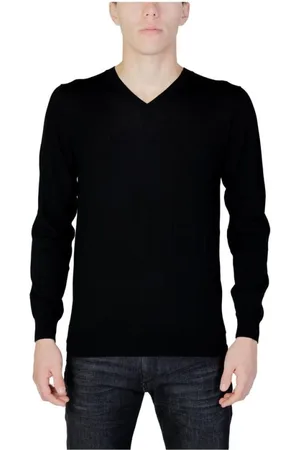 Liu Jo Strik, Herre, Sort, 2XL, Uld, Sort uld T-shirt sweater