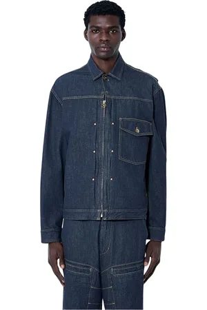 Moncler Jakke, Herre, Blå, M, Denim, Denimjakke med klassisk krave