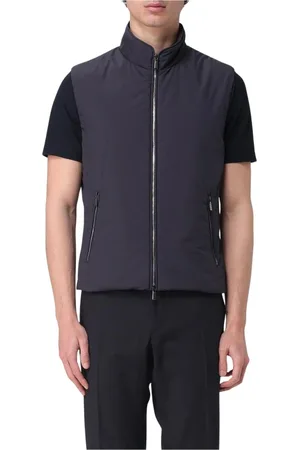 MOORER Jakke, Herre, Blå, M, Polyester, Blå Lynlås Polstret Vest