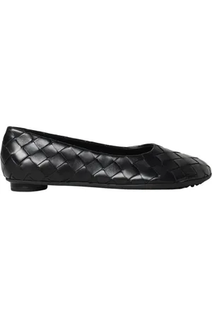 Bottega Veneta Sko, Dame, Sort, 39 EU, Læder, Sort Flettet Læder Ballet Flats