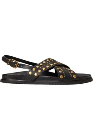 Twin-Set Sko, Dame, Sort, 40 EU, Læder, Studded Læder Sandaler