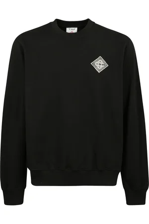 Casablanca Sweathshirts & Hoodies, Herre, Sort, XL, Bomuld, Sort Sweatshirt med Crewneck Applique
