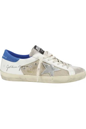 Golden Goose Sko, Herre, Hvid, 43 EU, Læder, Læder Super-Star Sneakers med Mesh Indsætninger