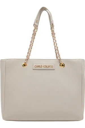 Carlo Colucci Taske, Dame, Grå, ONE SIZE, Uld, Elegant Shopper Taske med Præget Logo