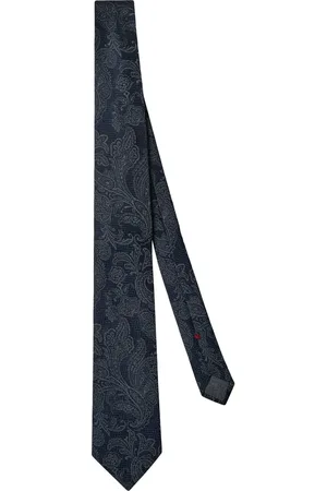 Brunello Cucinelli Tilbehør, Herre, Blå, ONE SIZE, Uld, Marineblå Paisley Print Silkeslips