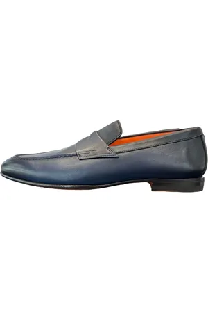 santoni Sko, Herre, Blå, 44 1/2 EU, Læder, Læder loafers til mænd