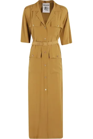 SEMICOUTURE Kjole, Dame, Brun, 2XS, Sennep Klassisk Kravedragt