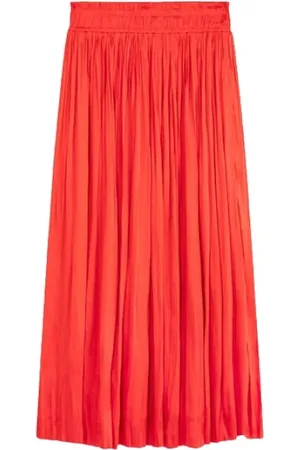 Suncoo Nederdel, Dame, Rød, S, Satin, Plisseret satin nederdel med elastisk talje