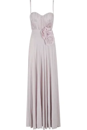 Elisabetta Franchi Kjole, Dame, Lyserød, XS, Tyl, Kvarts Jersey Lurex Kjole med 3D Tylblomster