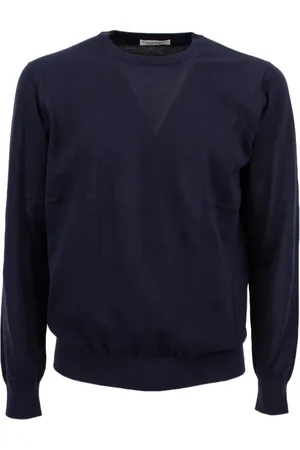 KANGRA CASHMERE Strik, Herre, Blå, XL, Herre Rund Hals Sweater