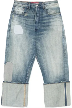 JUNYA WATANABE Jeans, Herre, Blå, L, Indigo Blå Klassiske Knapp Fly Jeans