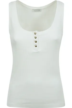 ANINE BING Top, Dame, , M, Bomuld, Ribbet bomuld tanktop med guldknapper
