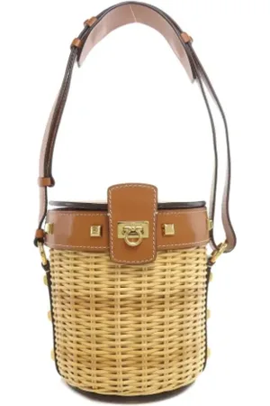 Salvatore Ferragamo Pre-owned, Dame, Brun, ONE SIZE, Uld, Pre-owned Rattan skuldertasker