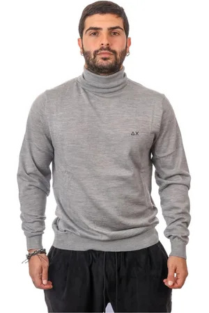 sun68 Strik, Herre, Grå, 2XL, Solid Merinos Turtle Neck Sweater