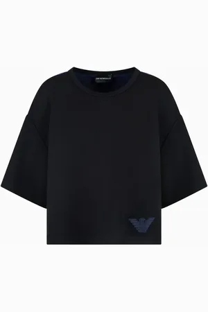 Emporio Armani Top, Dame, Sort, M, Uld, Logo Emblem Kvinders Top Stilfuld Behagelig
