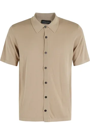 Roberto Collina Top, Herre, , XL, Bomuld, Kortærmet Bomuldsskjorte Sand