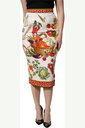 Dolce & Gabbana Nederdel, Dame, Flerfarvet, XS, Multifarvet højtaljet blyantsskørt i midi-længde