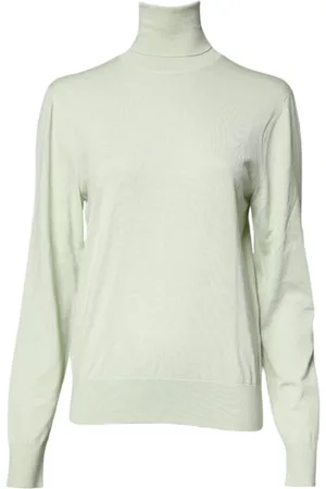 Dolce & Gabbana Strik, Herre, Grøn, XS, Uld, Grøn Uld Turtleneck Sweater med Logo