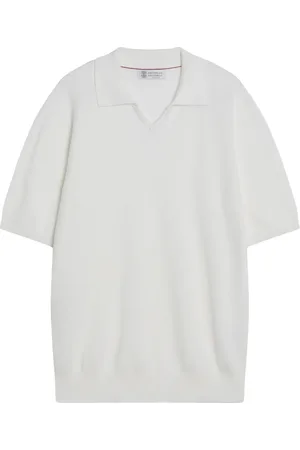 Brunello Cucinelli Top, Herre, Hvid, L, Kortærmet poloshirt