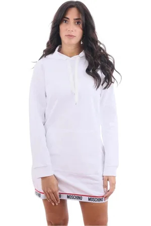 Moschino Kjole, Dame, Hvid, XS, Lang Hættetrøje Kjole