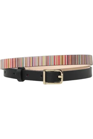 Paul Smith Tilbehør, Dame, Blå, 85 CM, Læder, Blåt læderbælte Multifarvede Striber