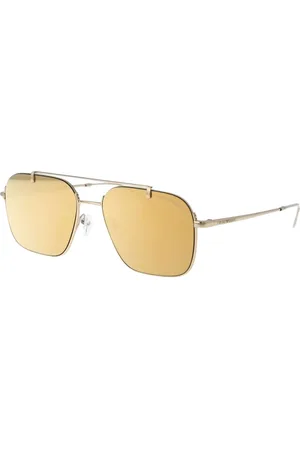 Emporio Armani Tilbehør, Herre, Gul, 57 MM, Uld, Guld Aviator Solbriller
