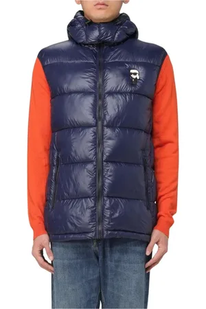 Karl Lagerfeld Jakke, Herre, Blå, M, Uld, Chalet Vest Quilted Hooded
