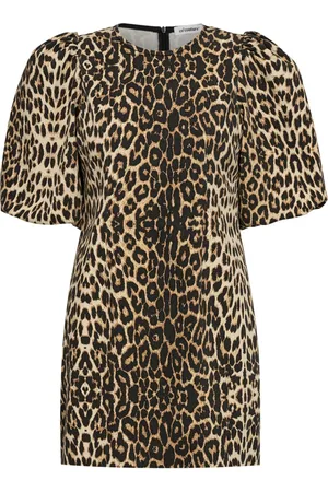 Co`Couture Kjole, Dame, Flerfarvet, XS, Bomuld, Leopard Print Puff Ærme Kjole