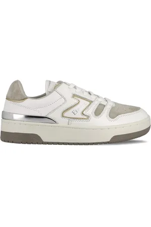 ETONIC Sko, Dame, Hvid, 39 EU, Uld, Sølv-Guld Lædersneakers med Metal Detaljer