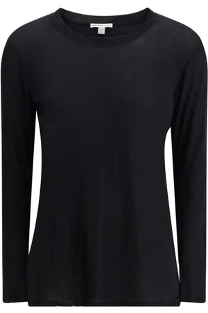 James Perse Top, Dame, Sort, S, Bomuld, Gennemsigtig Langærmet Jersey