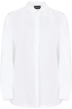 Emporio Armani Bluser & Skjorter, Dame, Hvid, S, Bomuld, Hvid Bomuldsskjorte med Bagslids
