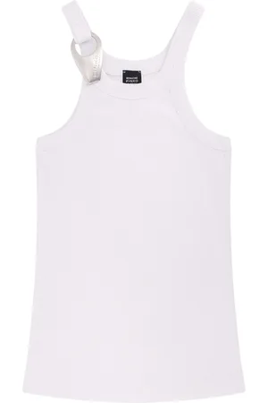 Pinko Top, Dame, Hvid, S, Bomuld, Hvide T-shirts og Polos med Metal Spænde