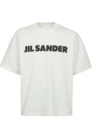 Jil Sander Top, Herre, Hvid, L, Bomuld, Bomuld Logo Print Rund Hals T-shirt