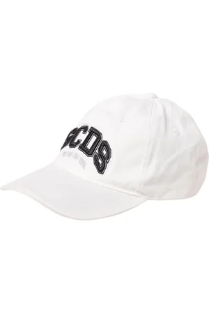 GCDS Tilbehør, Herre, Hvid, S, Uld, Hvid Broderet Logo Hat Stilfuldt Tilbehør
