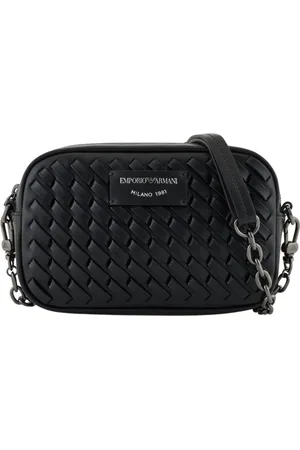 Emporio Armani Taske, Dame, Sort, ONE SIZE, Læder, Sort læderhåndtaske med kædesnor